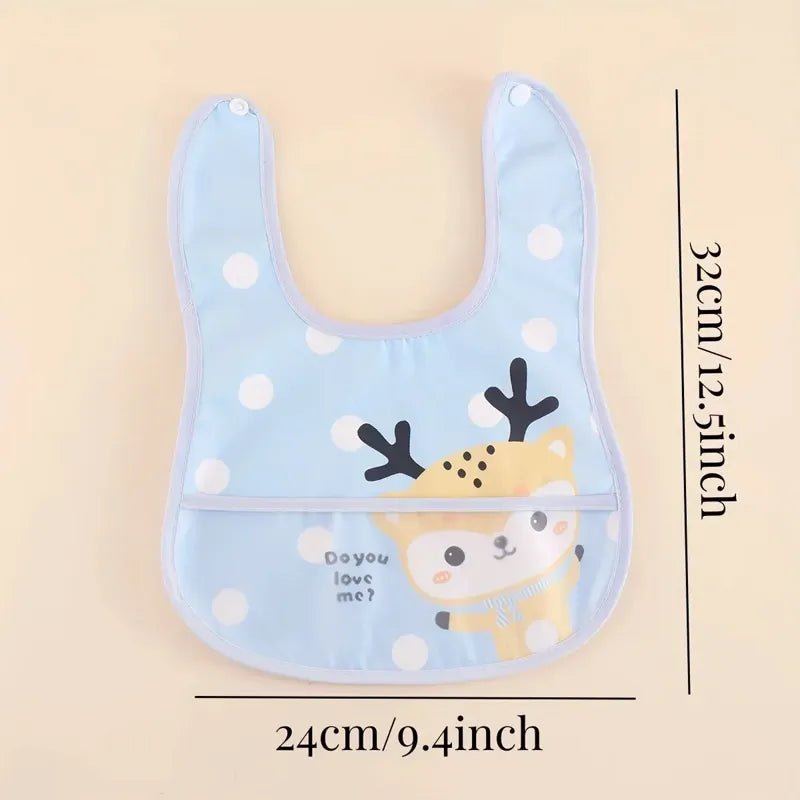 Bavoir bébé bleu motif renne avec dimensions