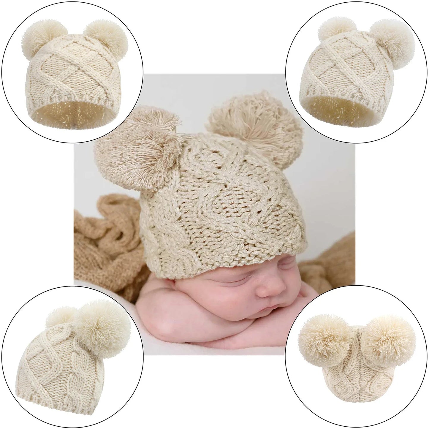 Bonnet pour nouveau - né - Cigogne et bébé