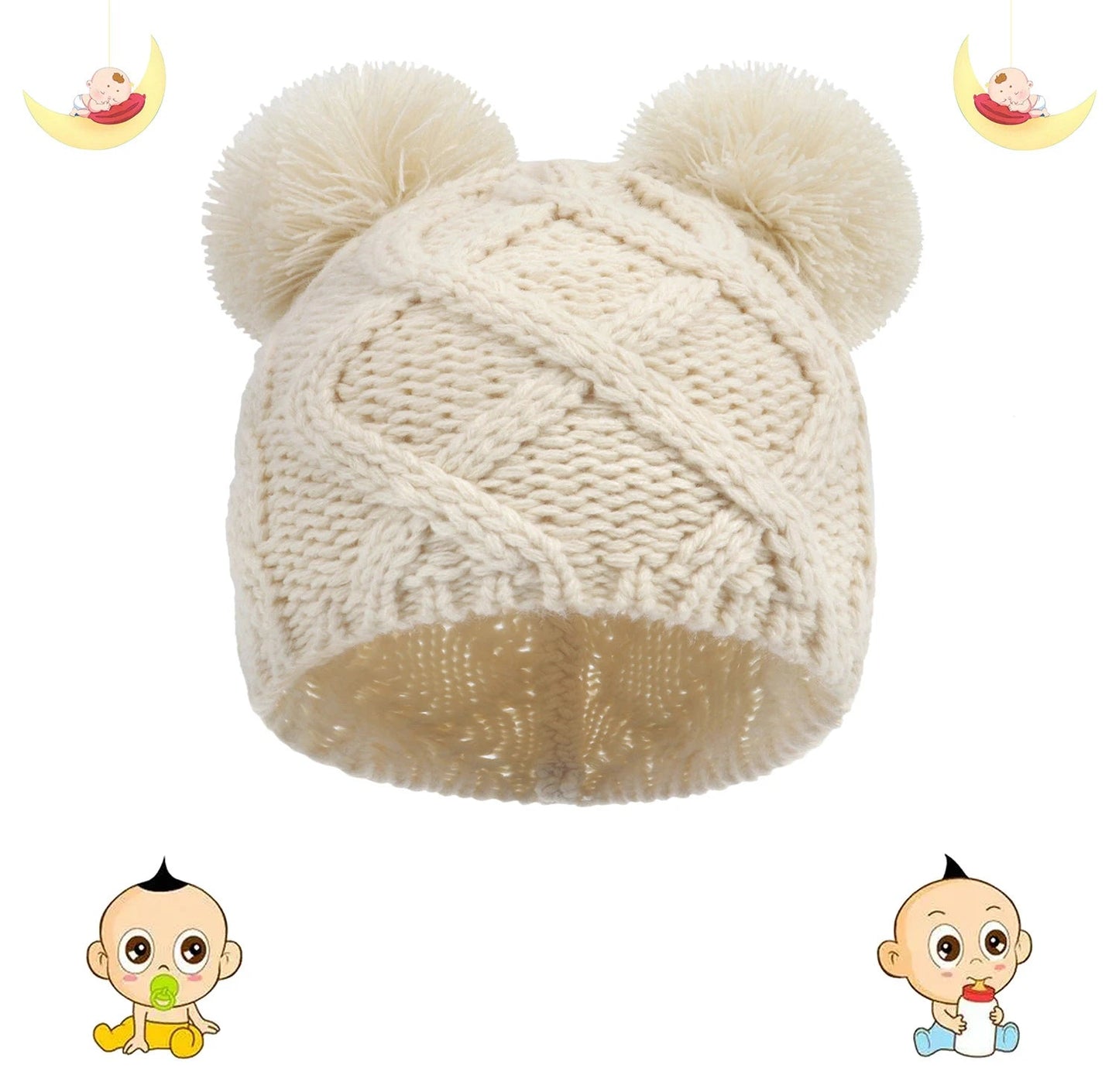 Bonnet pour nouveau - né - Cigogne et bébé