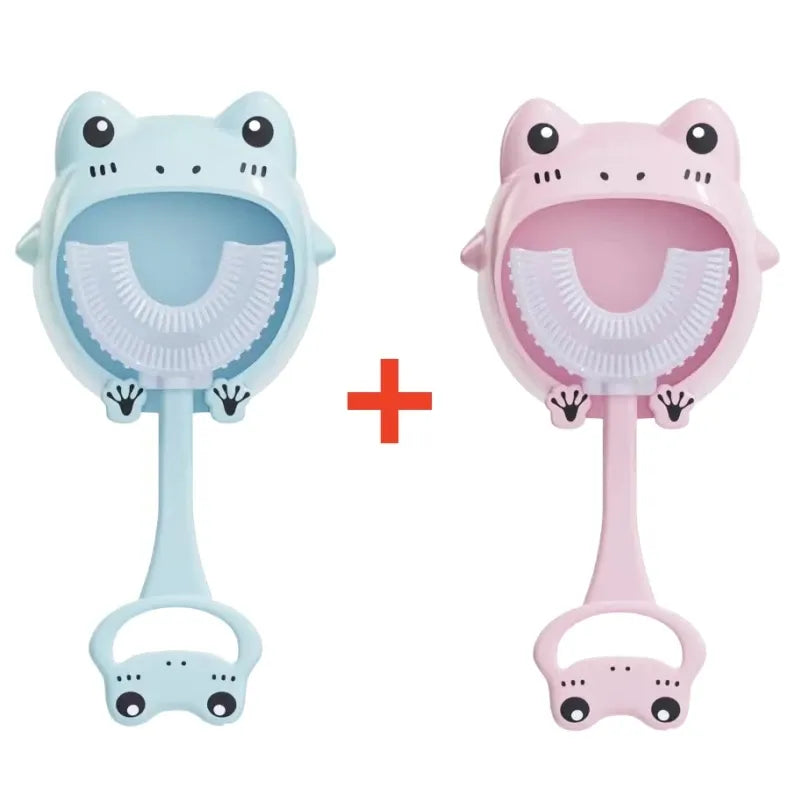Brosse à dent bébé grenouille bleue et rose apprentissage amusant