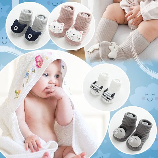 Chaussette bebe - Cigogne et bébé