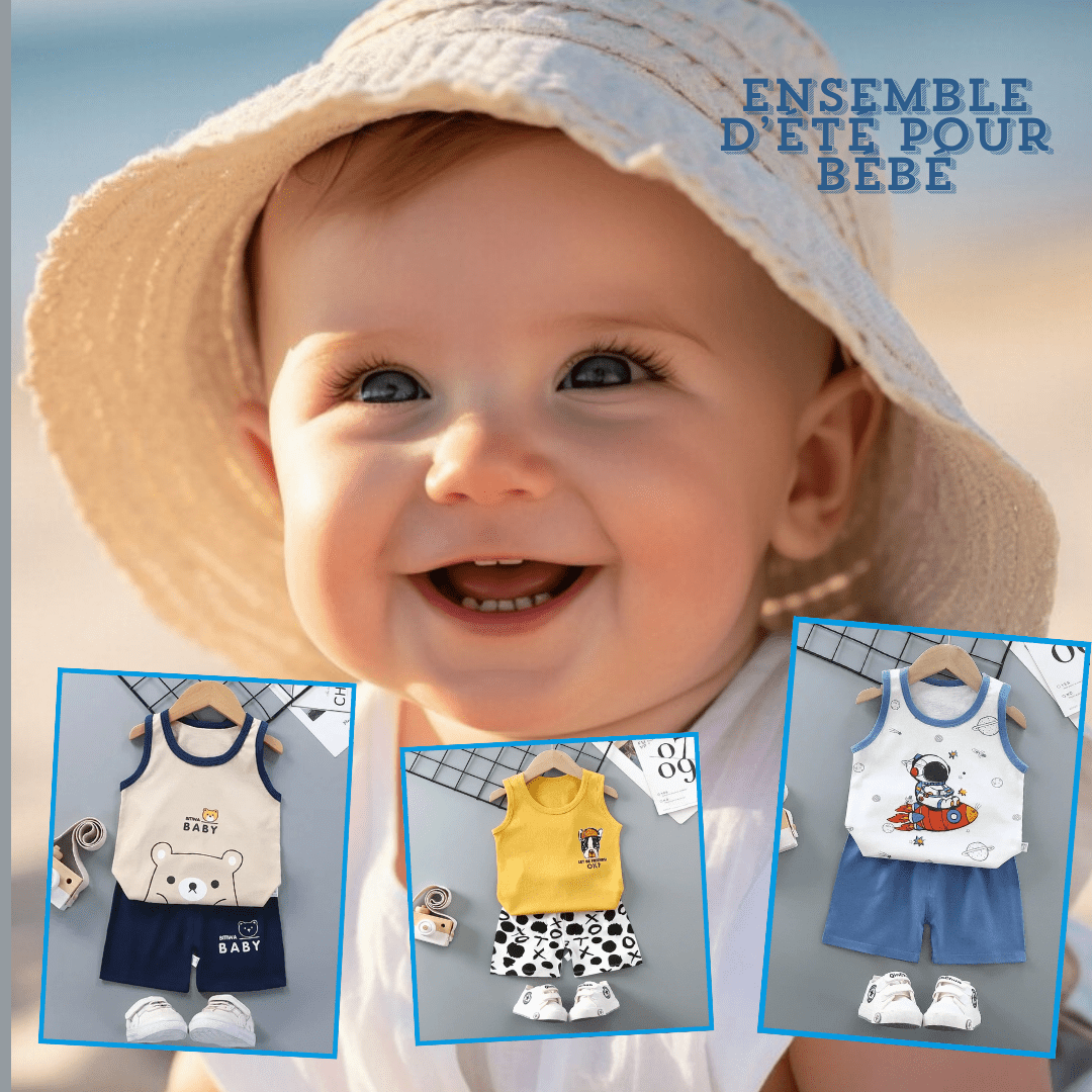 CHILDREN’S SETS CLOTHING™ ENSEMBLES D'ÉTÉ POUR ENFANTS - Cigogne et bébé