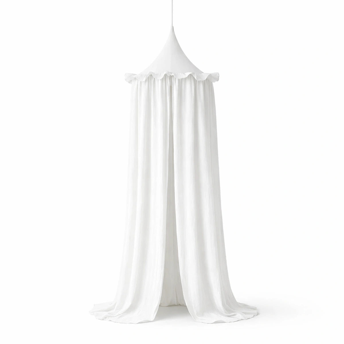 Ciel de lit bébé blanc forme dôme style nordique en voile léger suspendu pour chambre bébé