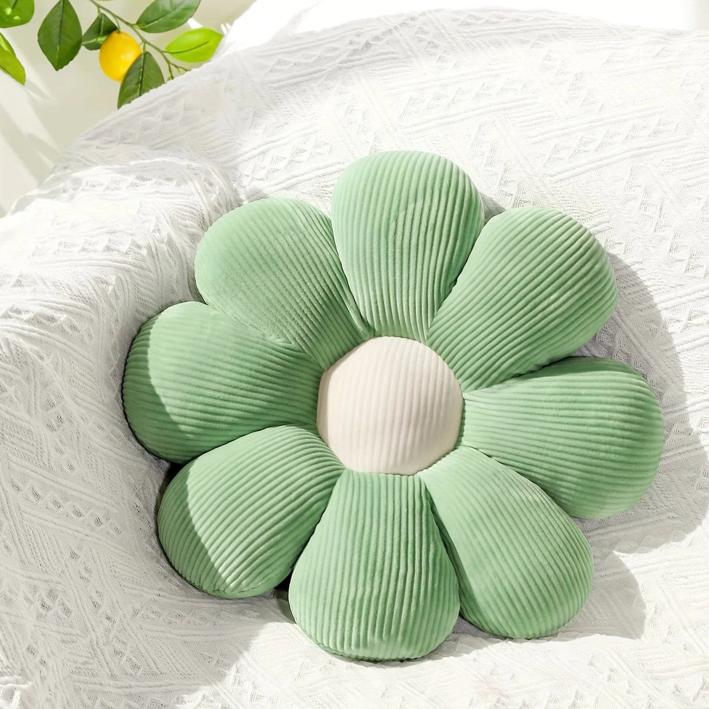 Coussin en forme de marguerite vert