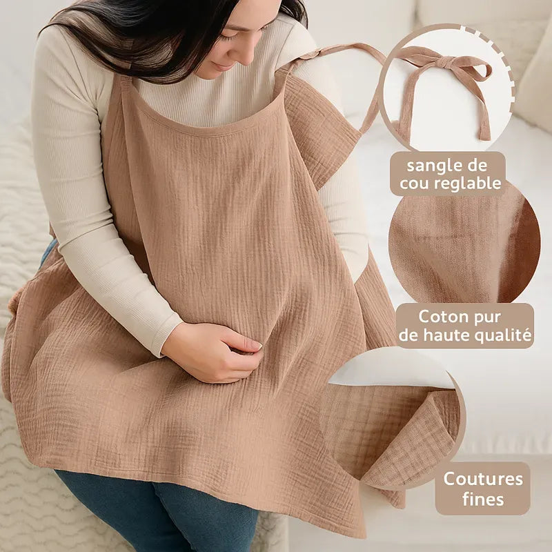 Couverture d’allaitement réglable en coton pur avec sangles et coutures fines