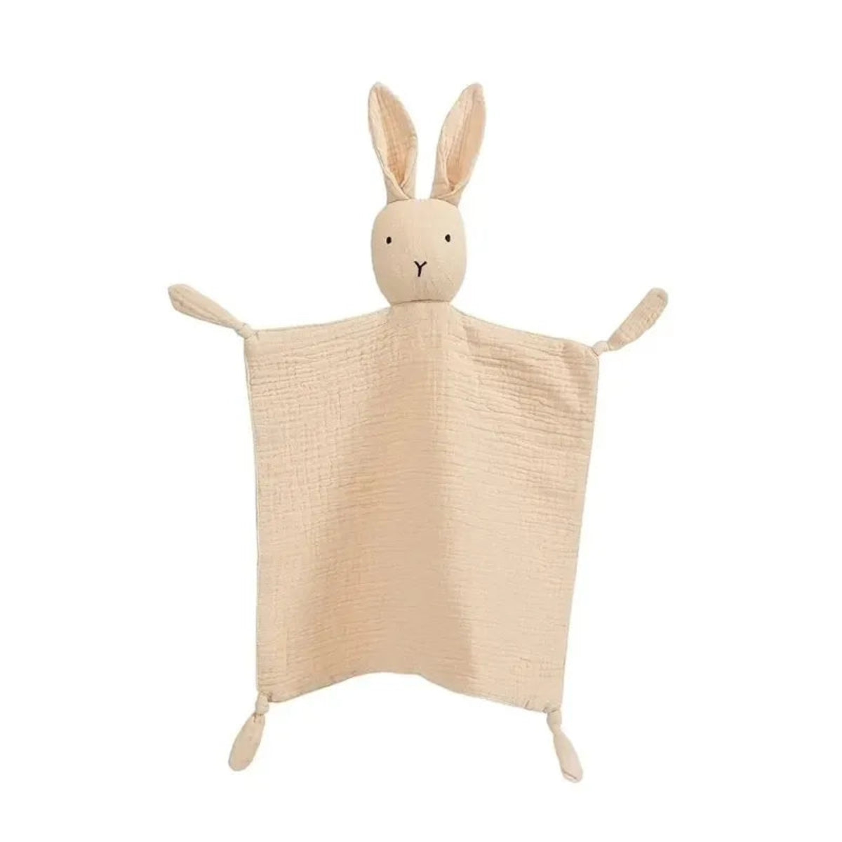 Doudou bébé lapin en coton beige clair, doux et apaisant