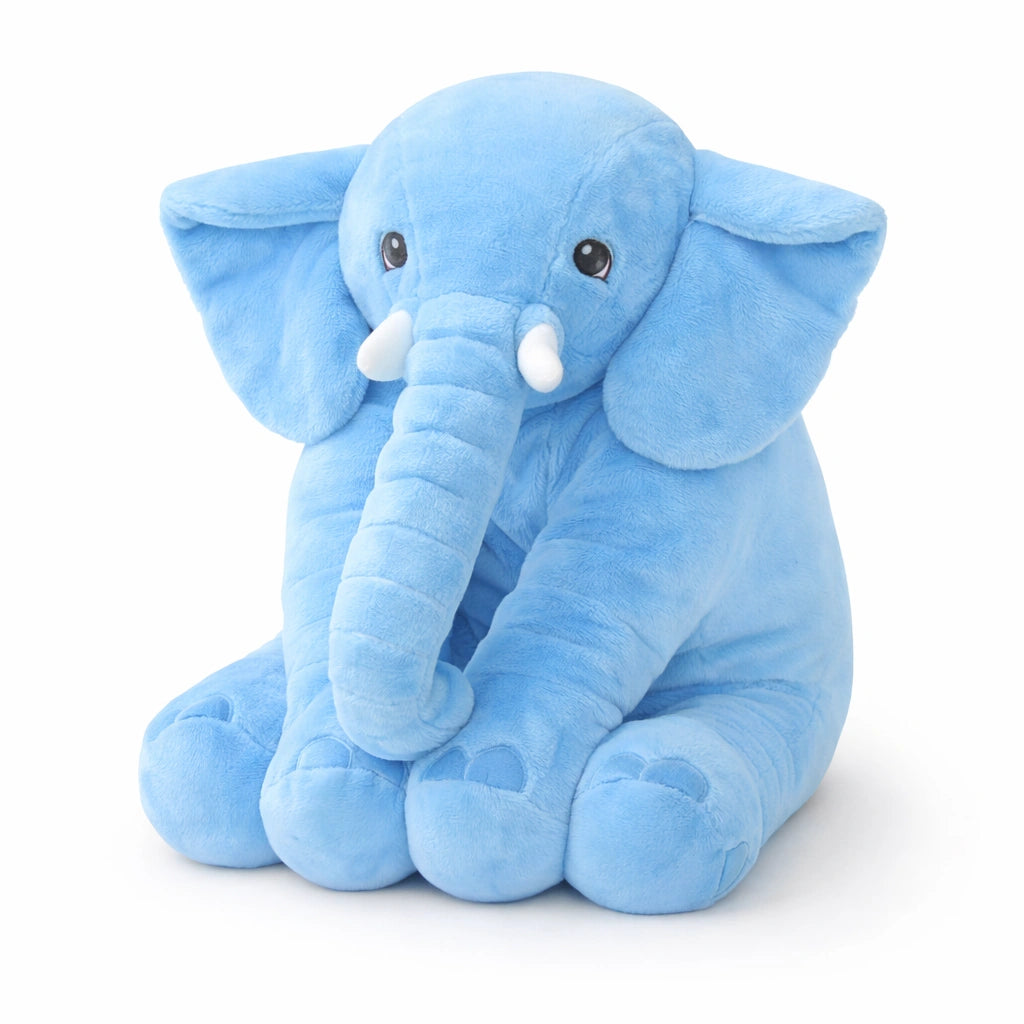 Peluche éléphant bleu pour bébé en tissu doux, doudou animal éléphant assis pour chambre bébé