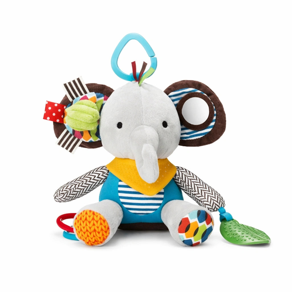 Hochet bébé éléphant jouet sensoriel suspendu avec miroir et anneau de dentition pour stimulation des sens
