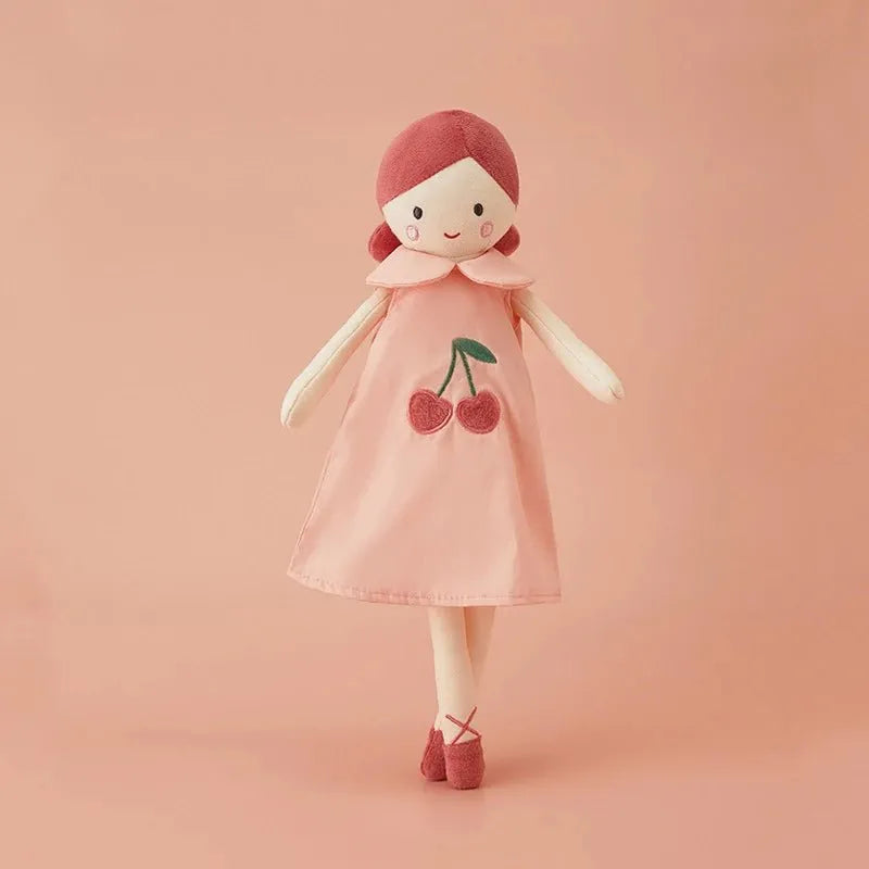 jouet bébé doudou cerise robe rose tendre charmante
