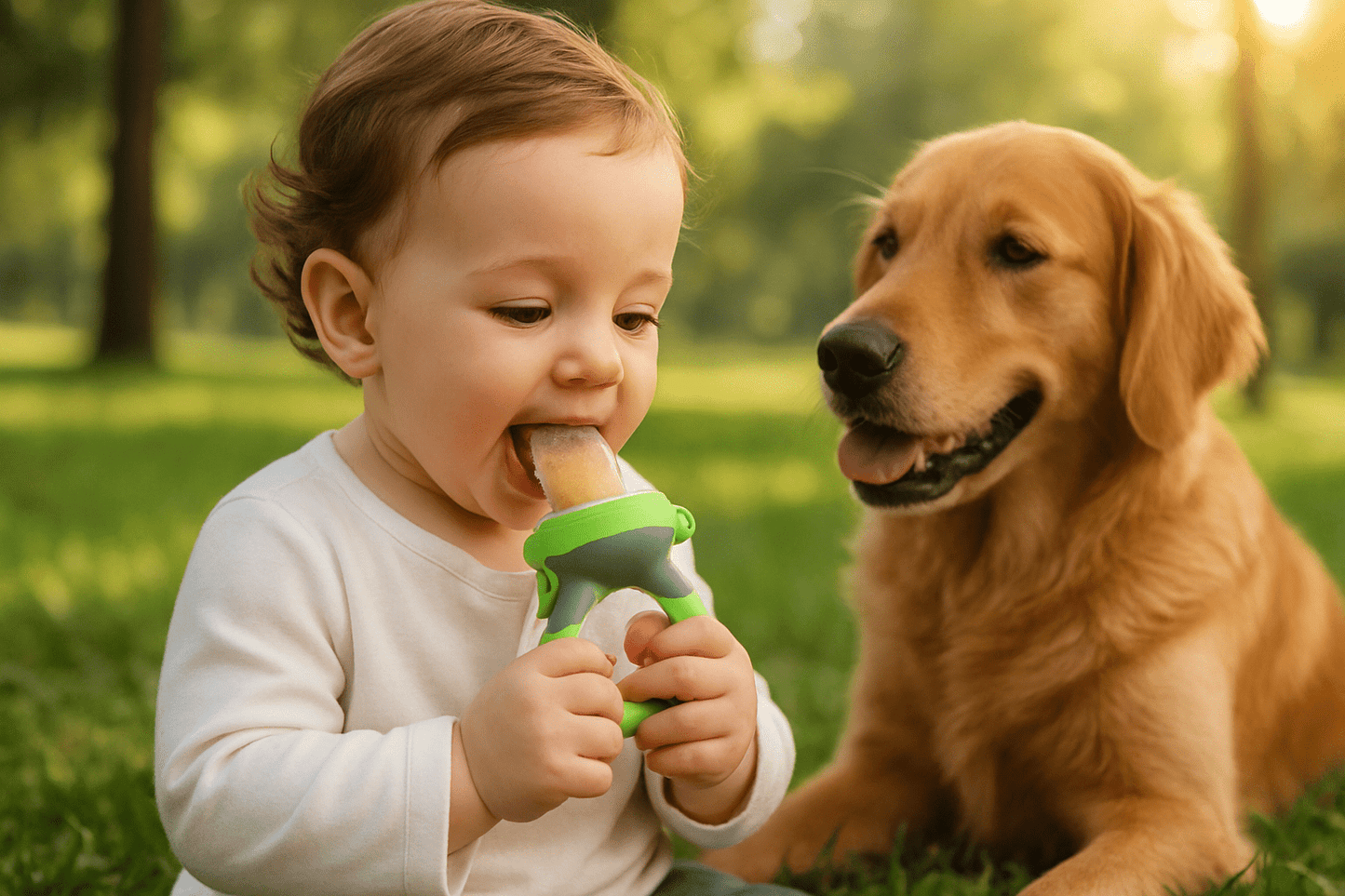 Mangeoire à fruits pour bébé - Cigogne et bébé