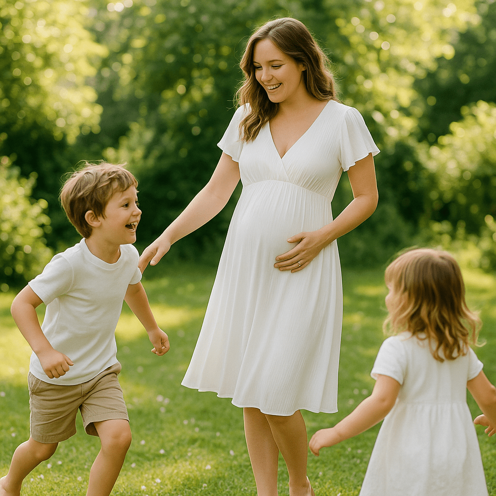 Robe | maternité - Cigogne et bébé