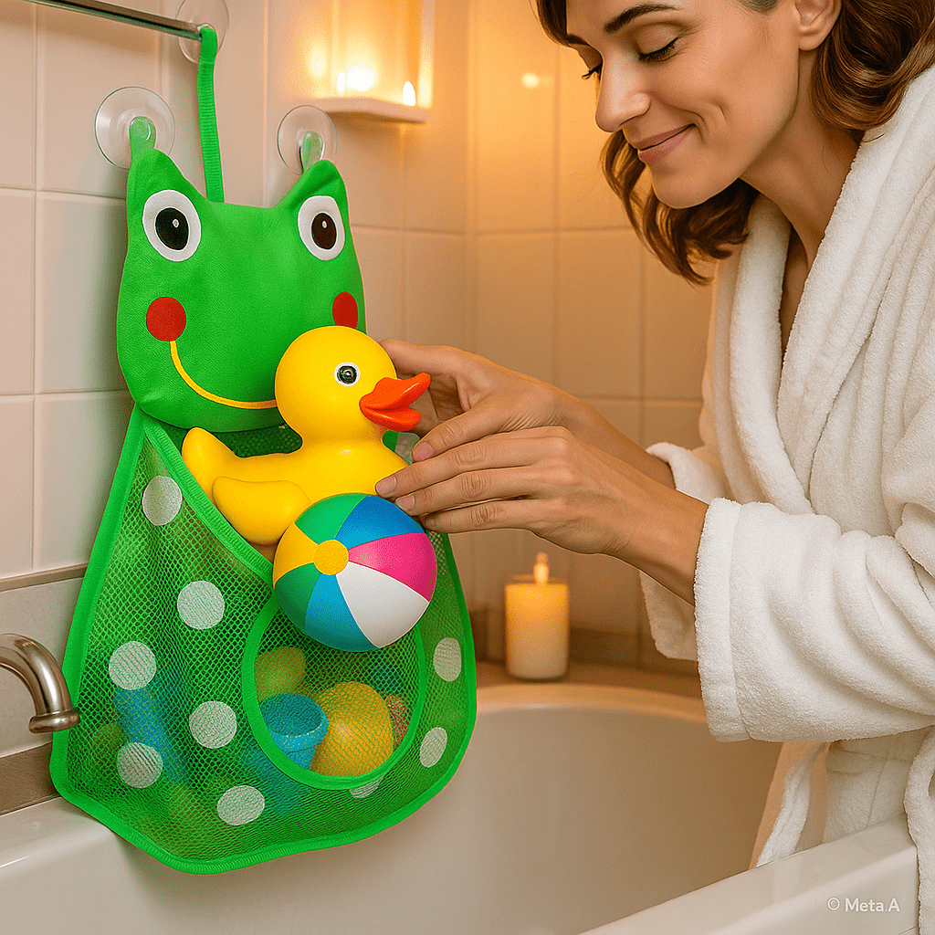Sac à jouets de bain - Cigogne et bébé