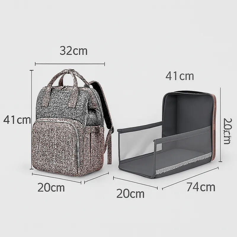 Dimensions complètes du sac à dos berceau bébé pliable