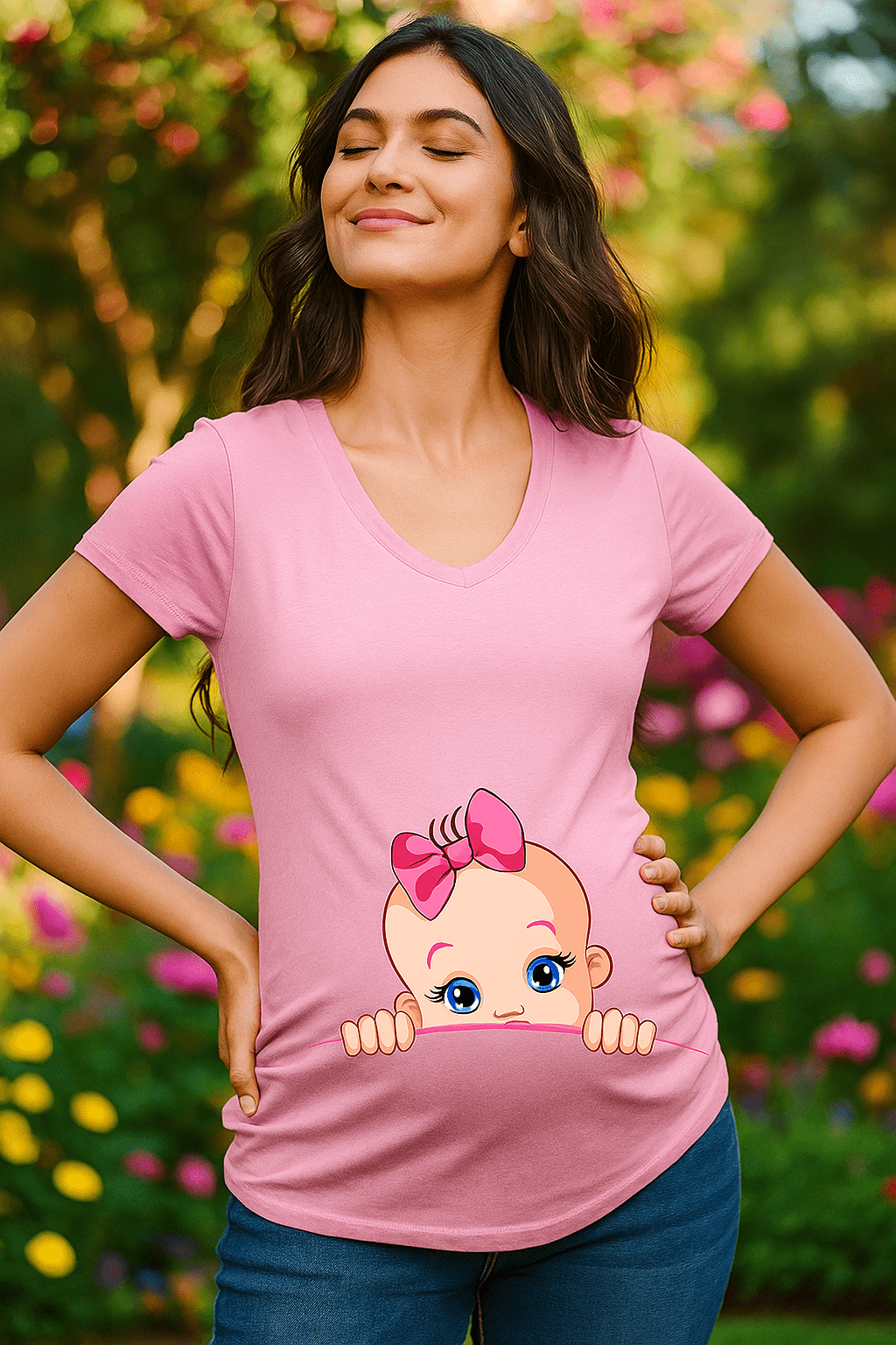T-shirt de maternité - Cigogne et bébé