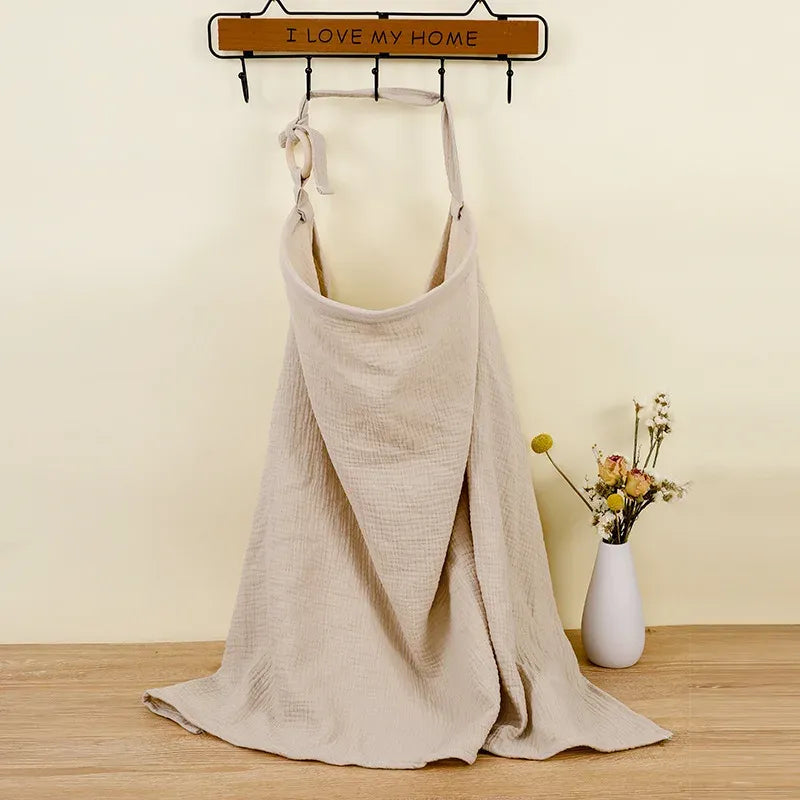Tablier d’allaitement beige élégant en coton respirant