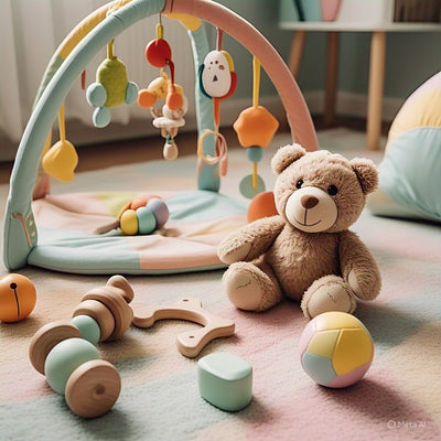 Jouets d'éveil bébé - Cigogne et bébé