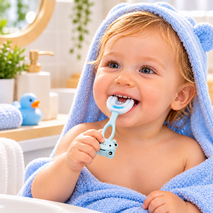 Brosse à dents enfant en silicone en forme de U – Lot de 2