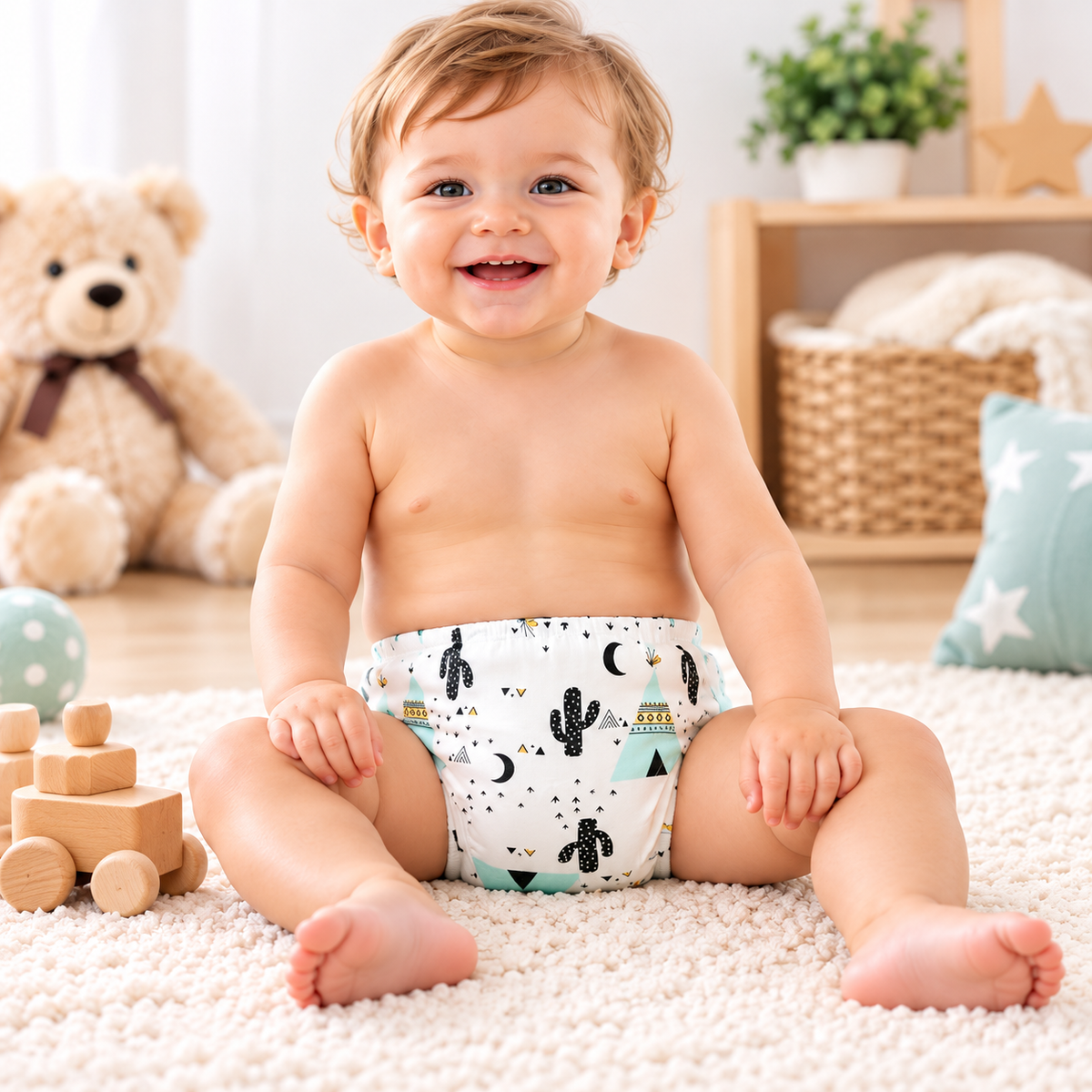 Culottes d’apprentissage bébé en coton imperméable – Lot de 5 lavables