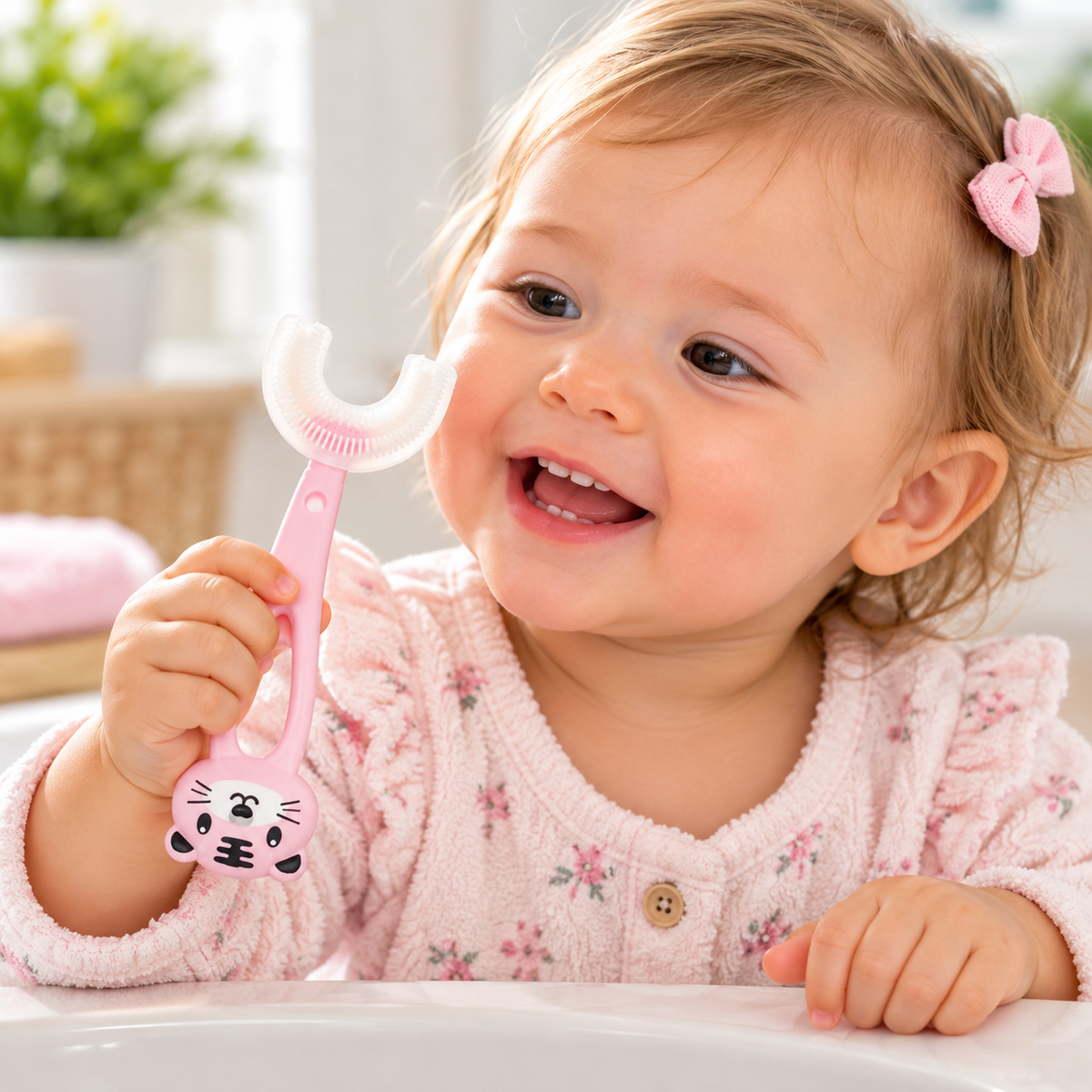 Brosse à dents enfant en silicone en forme de U – Lot de 2