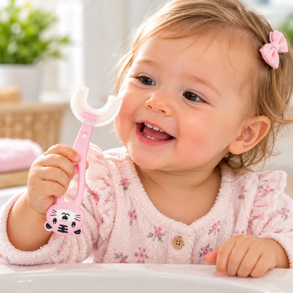 Brosse à dents enfant en silicone en forme de U – Lot de 2