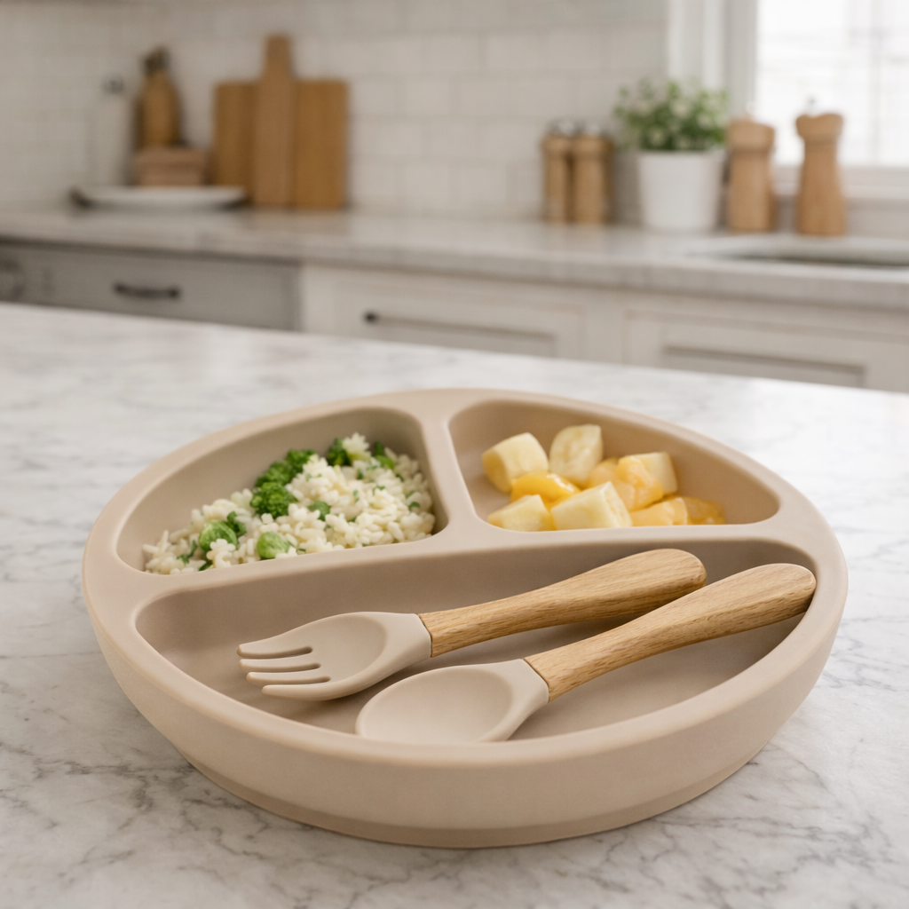 Ensemble repas bébé silicone sans BPA – Kit vaisselle 5 pièces
