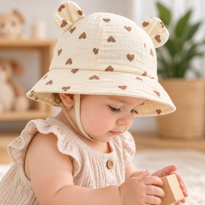 Chapeau bébé en mousseline à motifs