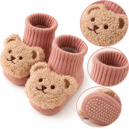 Chaussettes bébé en coton antidérapantes à motif ours