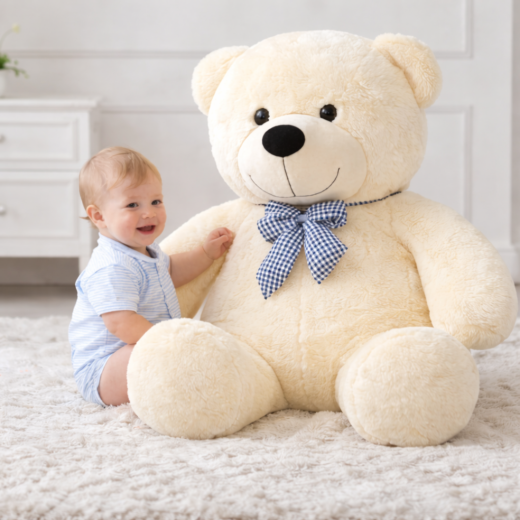 Ours géant en peluche douce – Coussin câlin XXL pour bébé