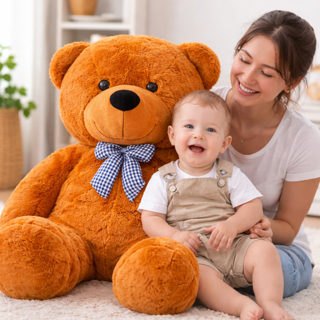 Ours géant en peluche douce – Coussin câlin XXL pour bébé