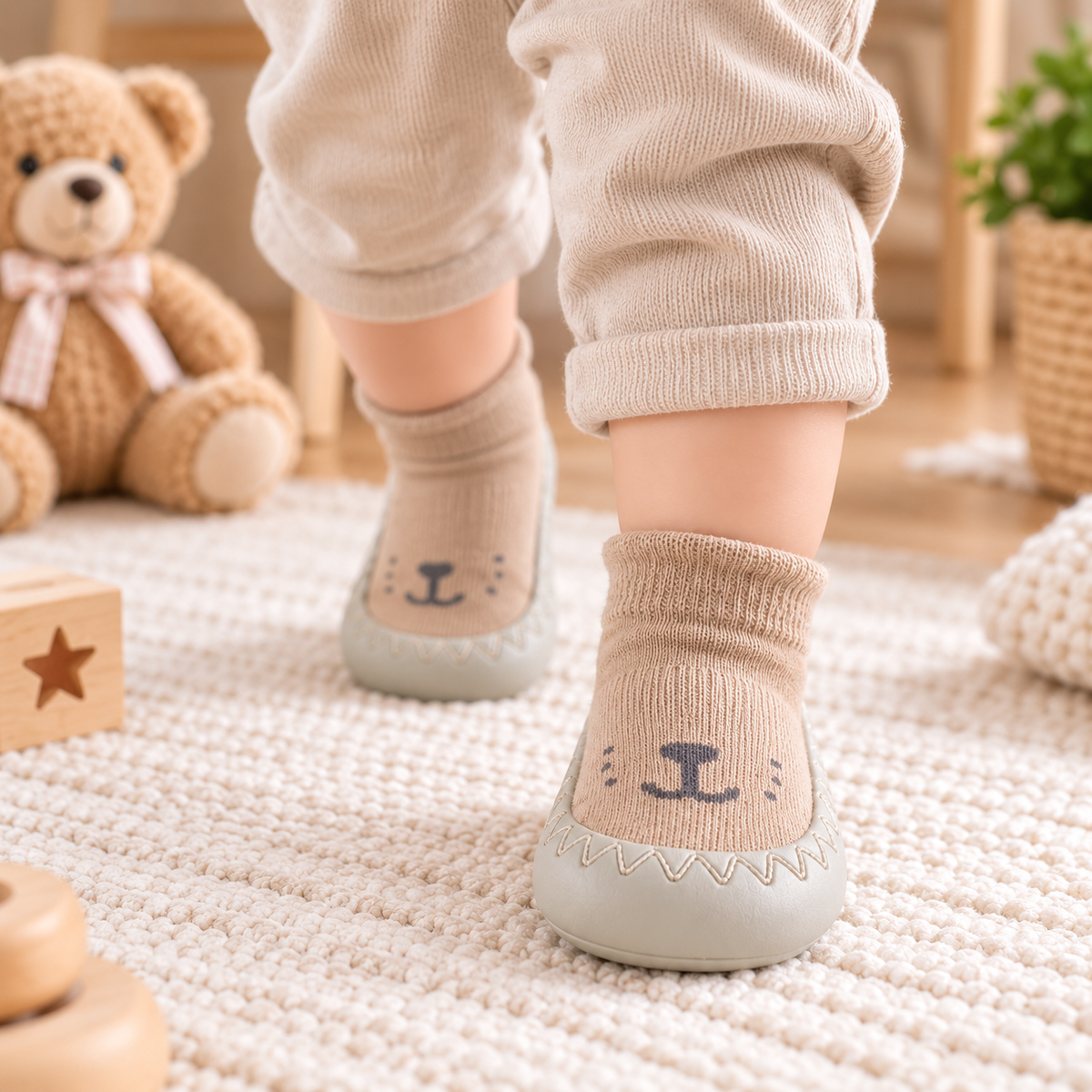 Chaussons bébé premiers pas – Respirants et antidérapants