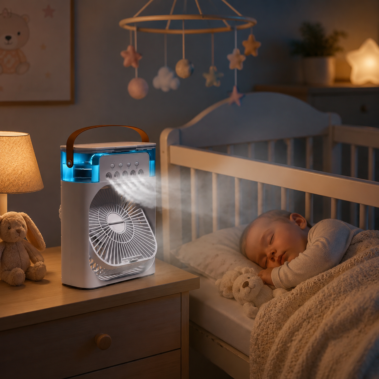 Ventilateur rafraîchissant 3 en 1 USB pour chambre bébé