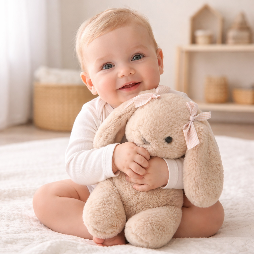 Peluche lapin douce 35 cm – Doudou lapin câlin bébé