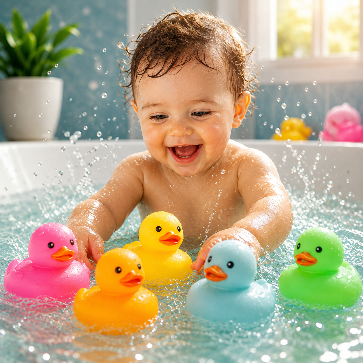 Canards de bain colorés pour bébé – Jouets flottants