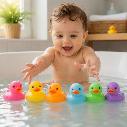 Canards de bain colorés pour bébé – Jouets flottants