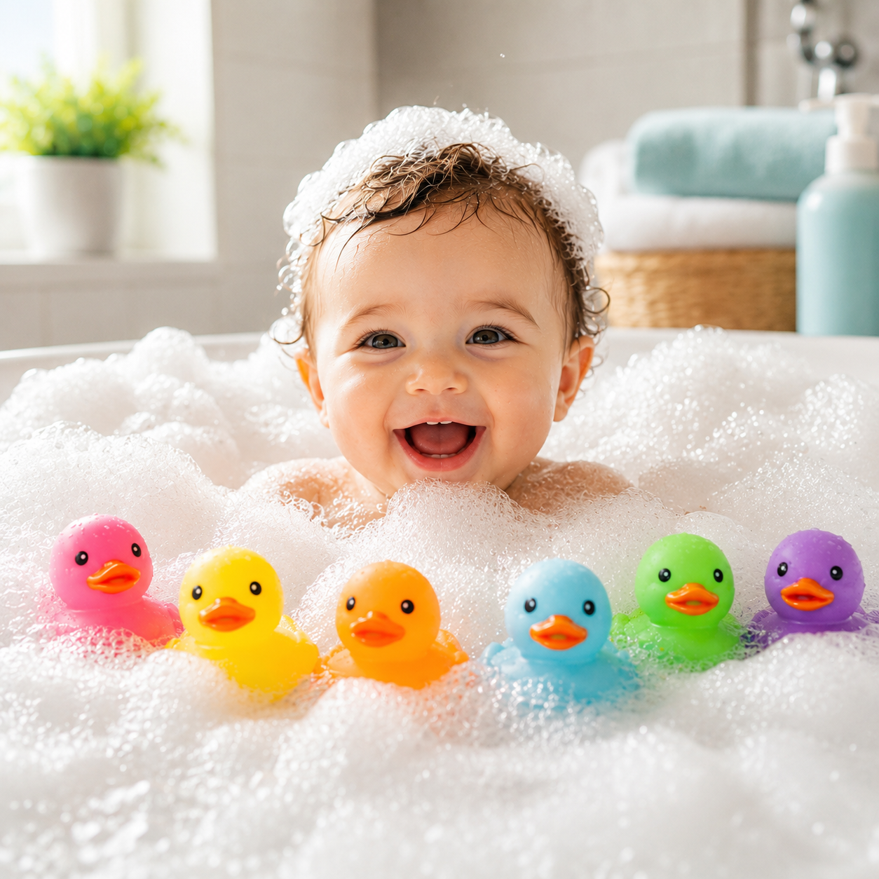 Canards de bain colorés pour bébé – Jouets flottants