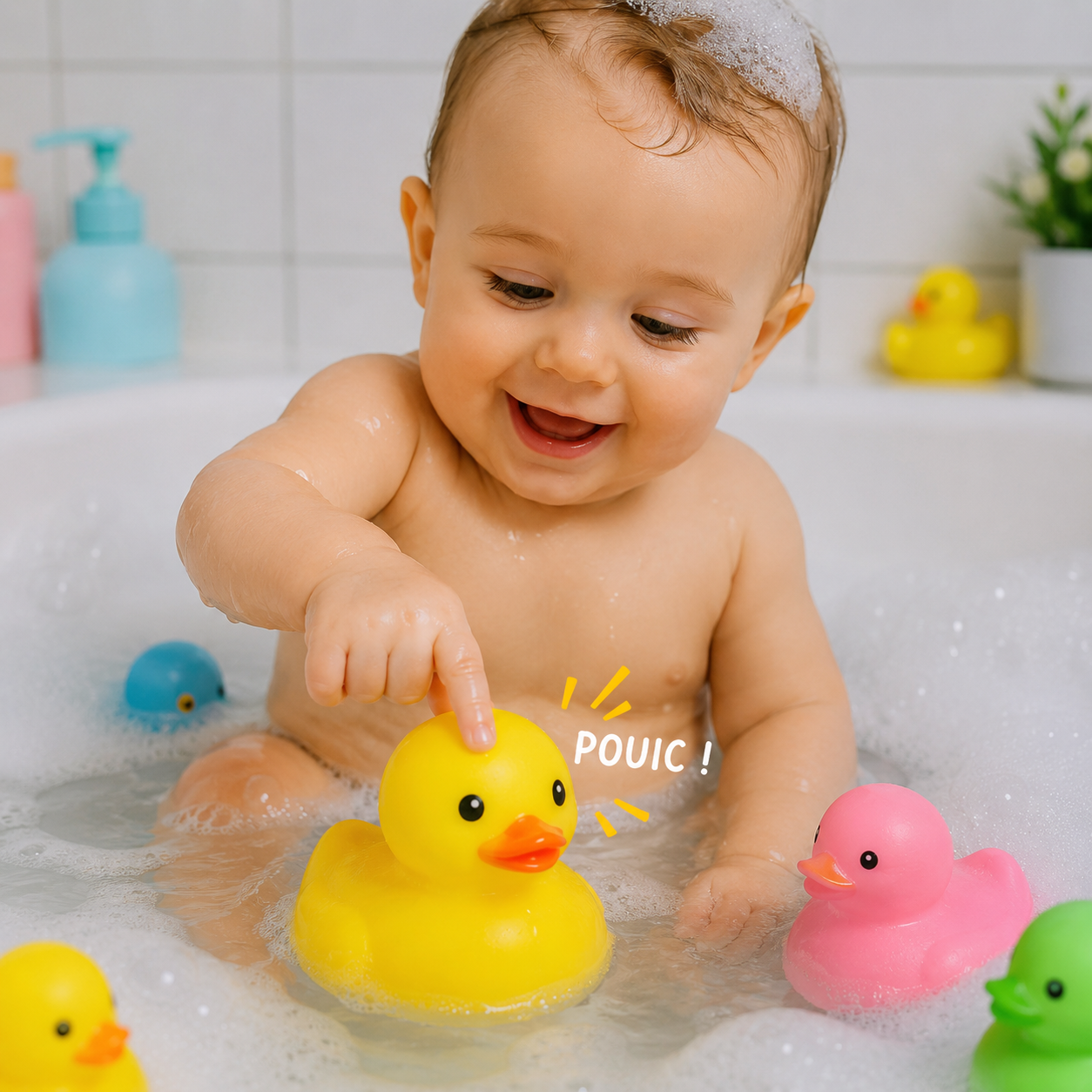 Canards de bain colorés pour bébé – Jouets flottants