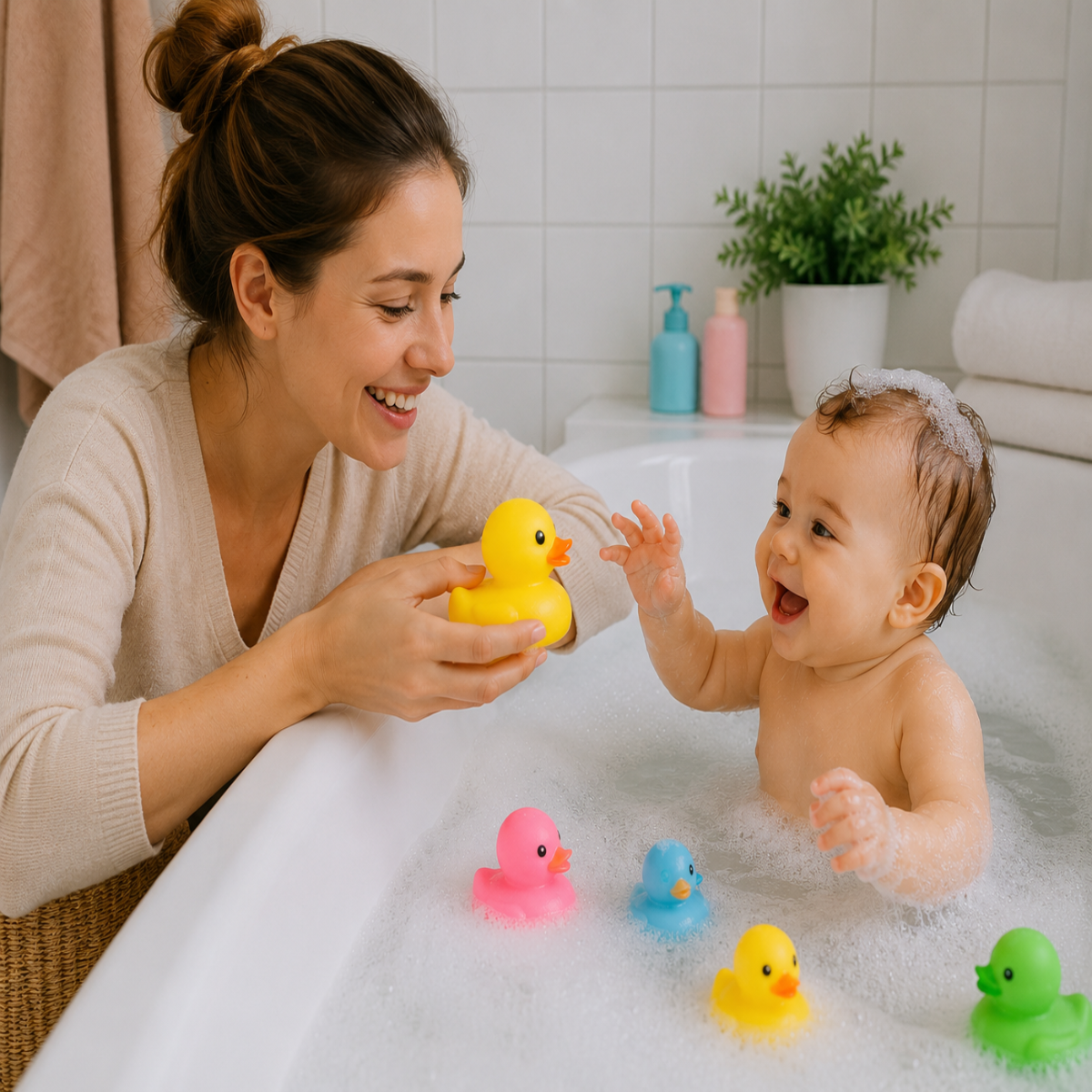 Canards de bain colorés pour bébé – Jouets flottants