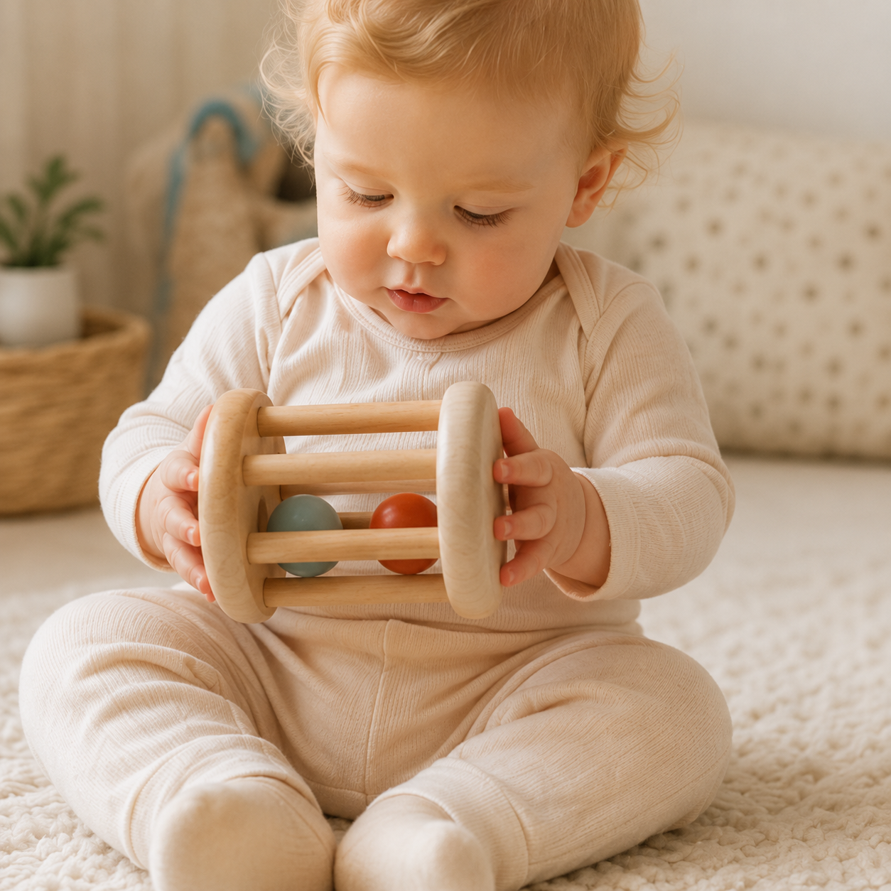 Coffret musical bébé – 5 pièces en bois