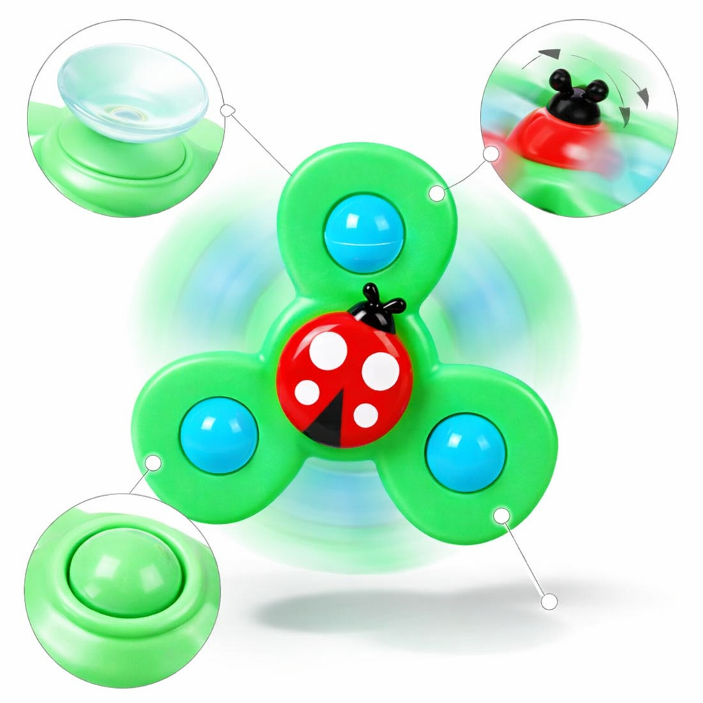 Jouet ventouse bébé rotatif – Spinner sensoriel éducatif- 3 pièces