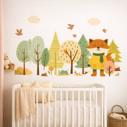 Autocollant mural forêt animaux chambre bébé