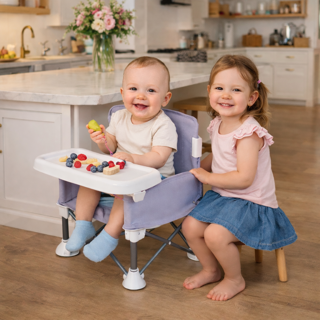Chaise bébé portable pliable avec pare-soleil et plateau