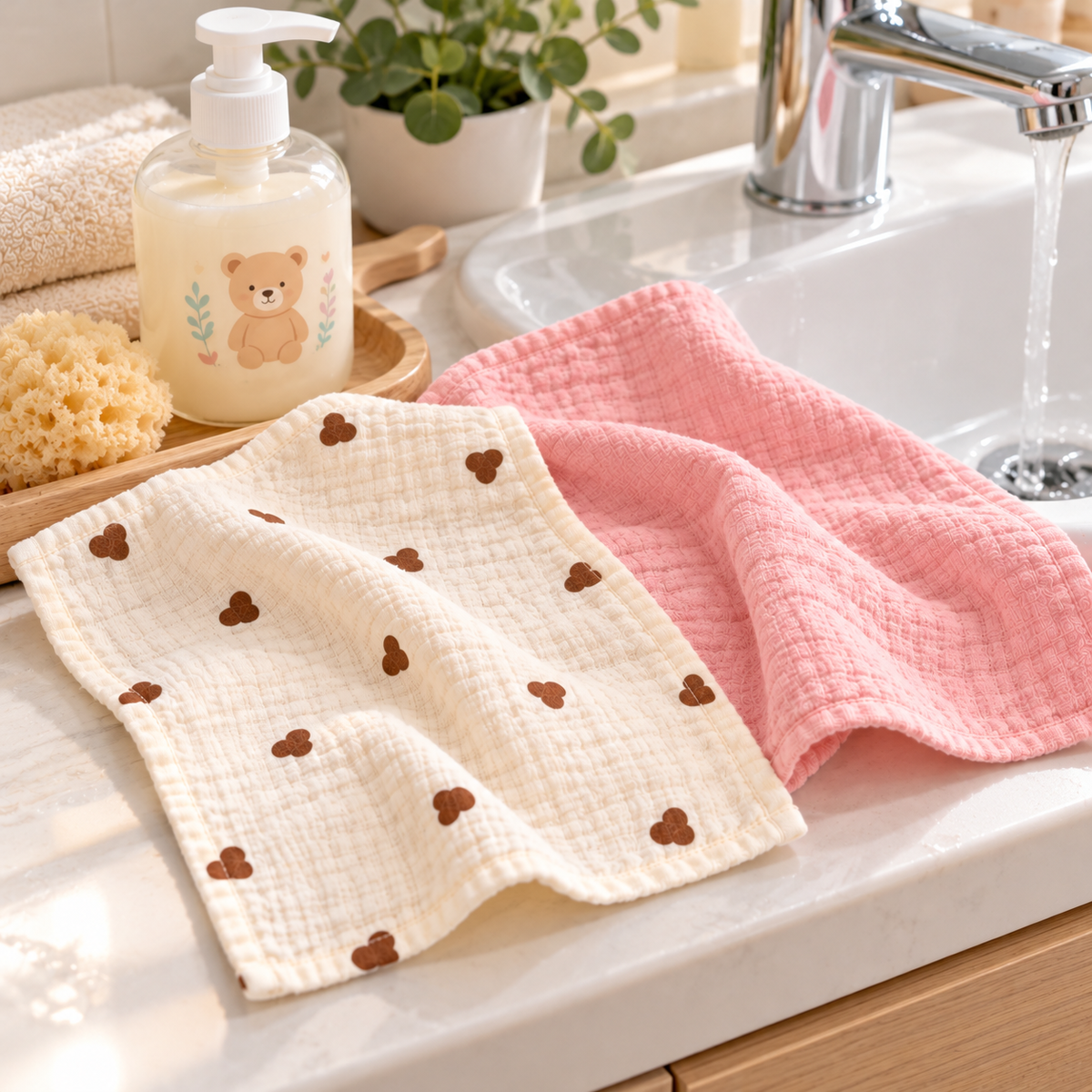 Carrés de toilette bébé en coton – Lot de 5 – 22 × 23 cm