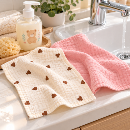 Carrés de toilette bébé en coton – Lot de 5 – 22 × 23 cm