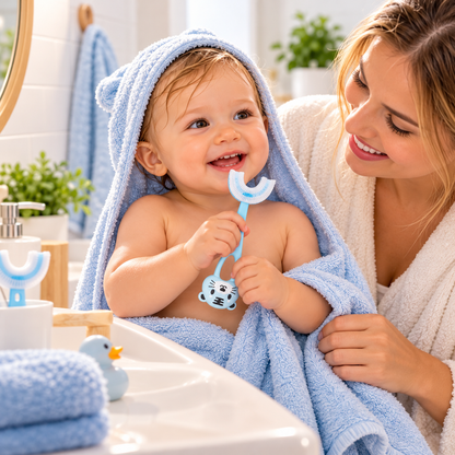 Brosse à dents enfant en silicone en forme de U – Lot de 2