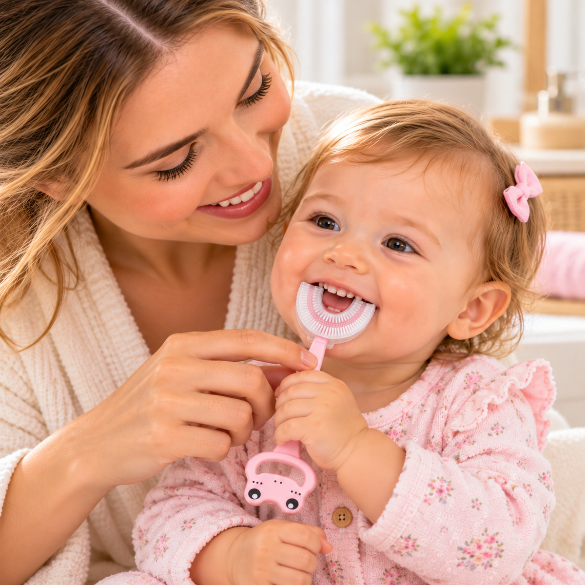 Brosse à dents enfant en silicone en forme de U – Lot de 2