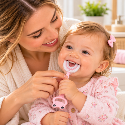 Brosse à dents enfant en silicone en forme de U – Lot de 2