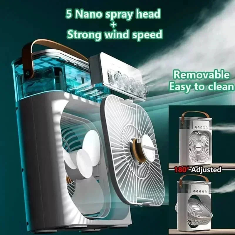 Nouveau 3 en 1 ventilateur climatiseur ménage Mini refroidisseur d'air LED veilleuse Portable humidificateur réglage de l'air ventilateur bureau maison ventilateur
