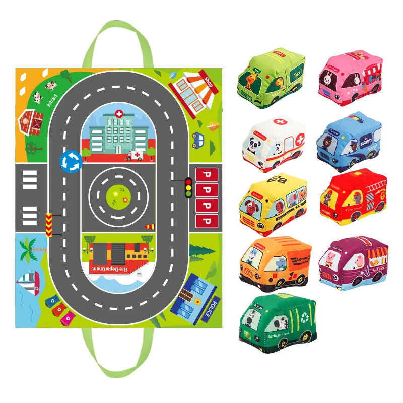 Car toys for toddlers™ Ensemble de jouets souples avec tapis de jeu