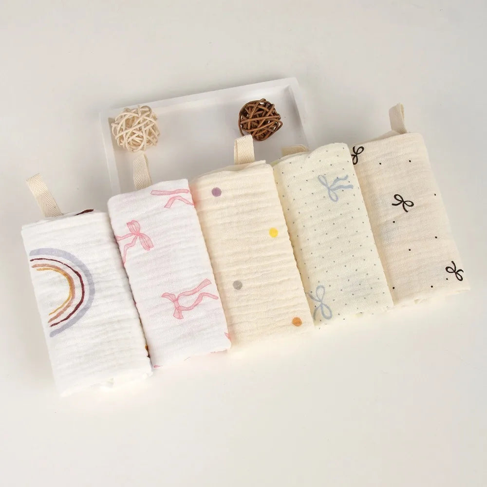 Carrés de toilette bébé en coton – Lot de 5 – 22 × 23 cm