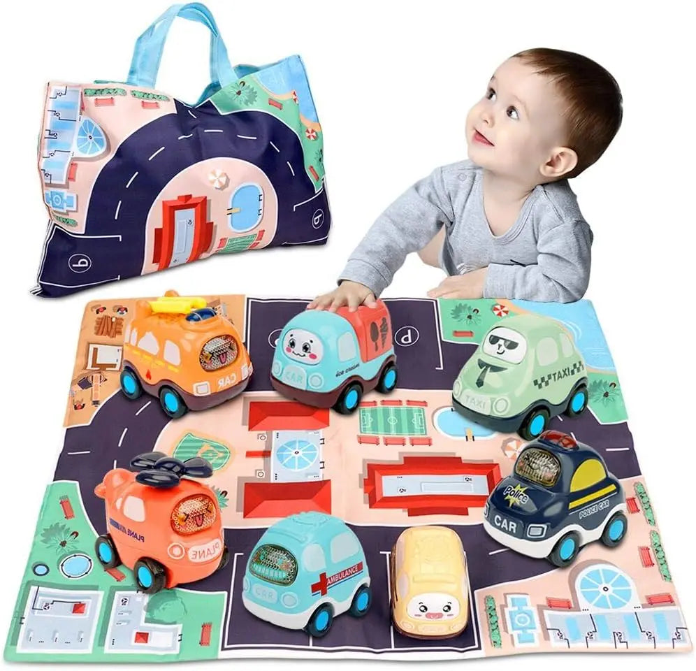 Car toys for toddlers™ Ensemble de jouets souples avec tapis de jeu